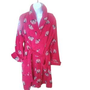 La SENZA  Red Fleece Robe with Monkey Print Size Small Medium